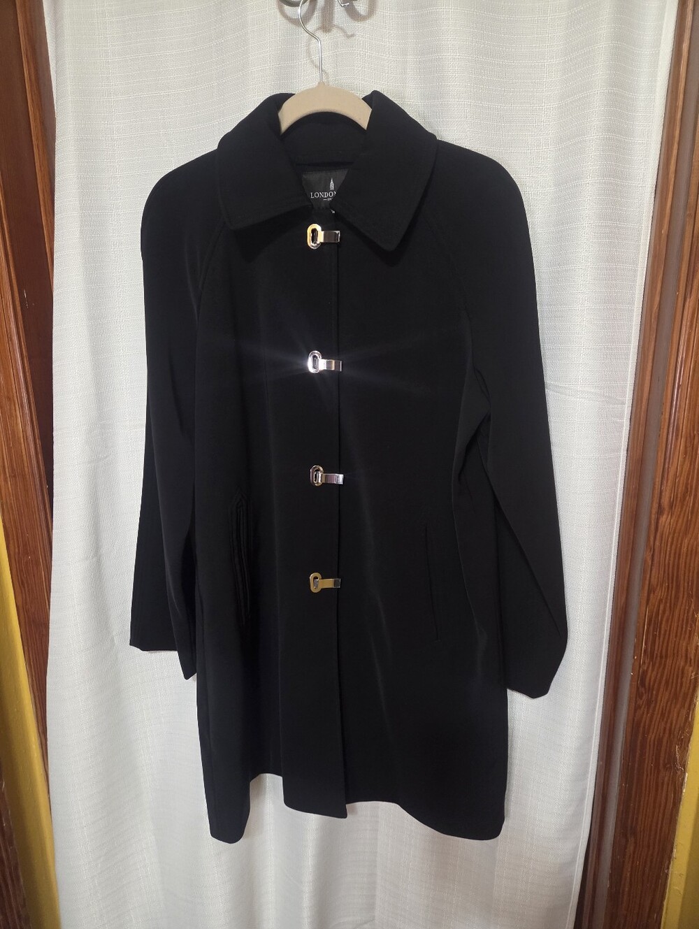 London Fog Trench Raincoat with Silver Clasp Closures